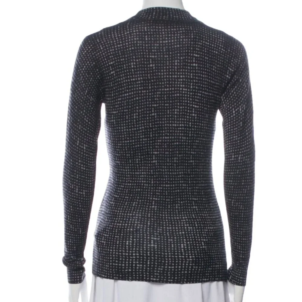 Tory Burch XS Wool Cardigan Button Front Long Sleeve Jacket Micro-Dot Preppy
